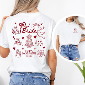 Camiseta Custom Bride Red Coquette Bachelorette Party