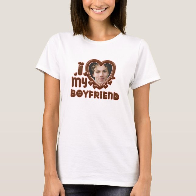 Camiseta Custom Brown Photo I Heart My Boyfriend (Frente)