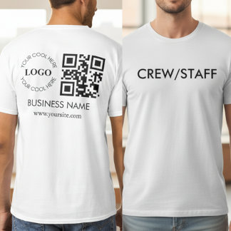 Camiseta Custom Business QR Code Logo Front Back Crew Staff