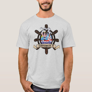 Camiseta Custom Cartoon Sailor Nautical Ship Wheel 