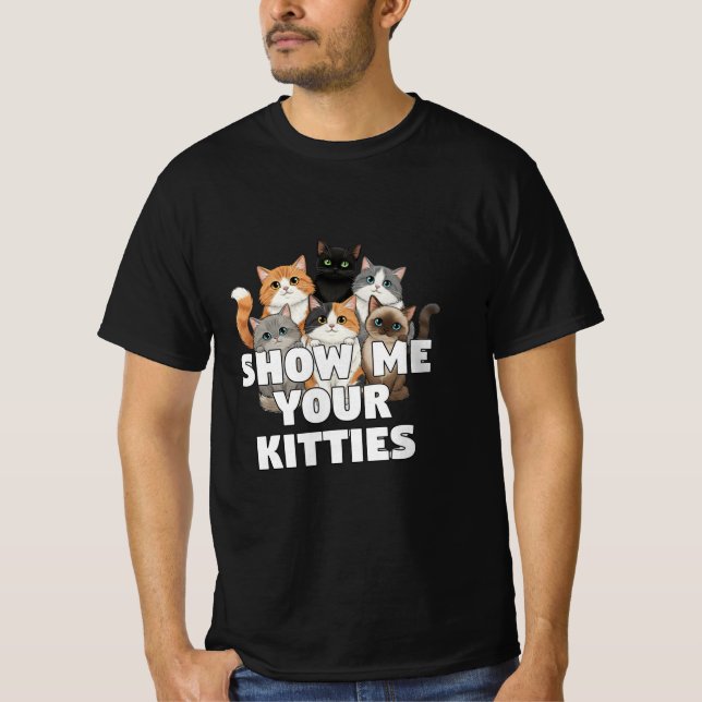 Camiseta Custom Cat T-Shirt with Kittens Funny  (Frente)