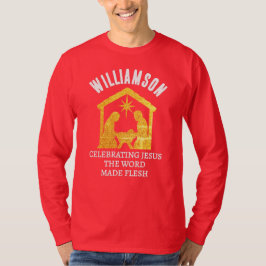 Camiseta Custom Christian Glitter Nativity Family Christmas