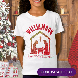 Camiseta Custom Christian Nativity Family Christmas T-Shirt