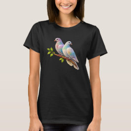 Camiseta Custom Colorida Para Mulheres com Pombo