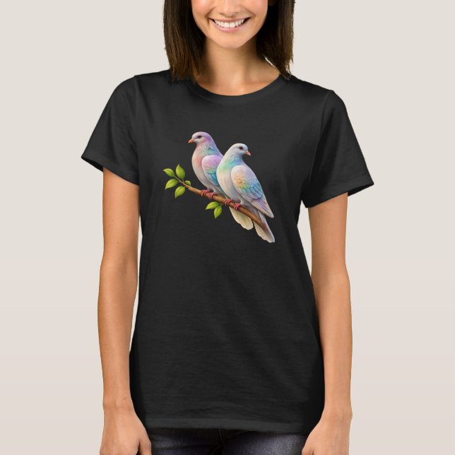 Camiseta Custom Colorida Para Mulheres com Pombo (Frente)