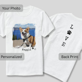 Camiseta Custom Dog Photo Front and LOVE Back Print T-Shirt