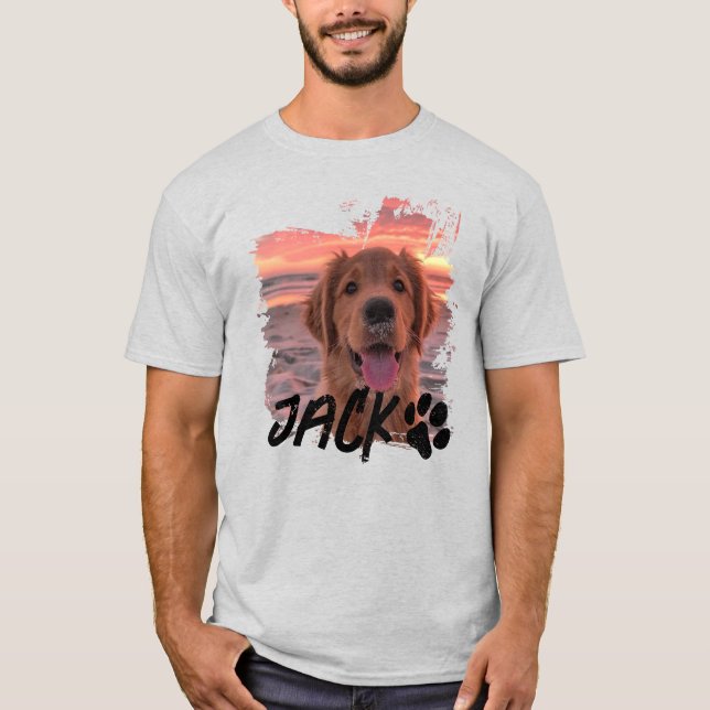 Camiseta Custom Dog Photo T-Shirt – Personalized Pet Name T (Frente)