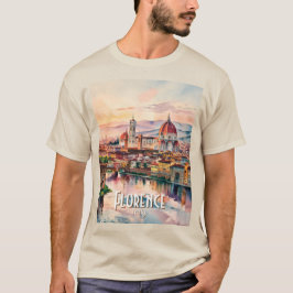 Camiseta Custom Florence Duomo Cathedral Watercolor Skyline