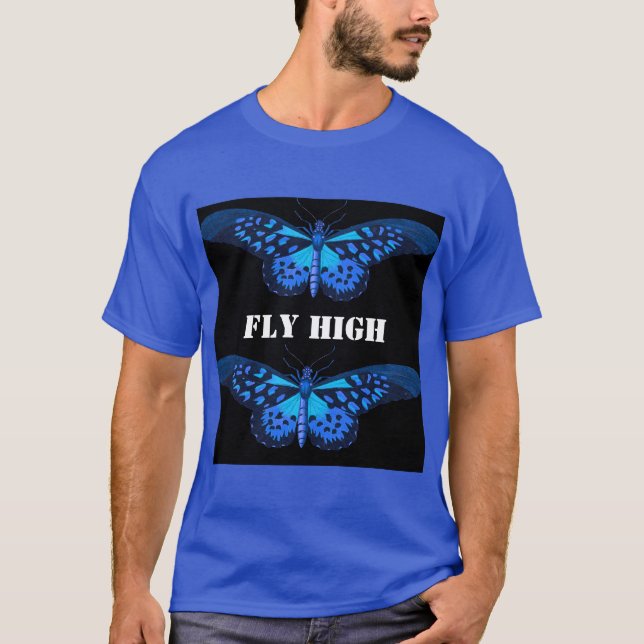 Camiseta Custom Fly High Text Deep Royal Basic Dar (Frente)