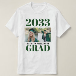 Camiseta CUSTOM Green Modern Simple Script 2 Photo Grad