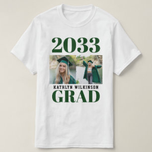 Camiseta CUSTOM Green Modern Simple Script 2 Photo Grad