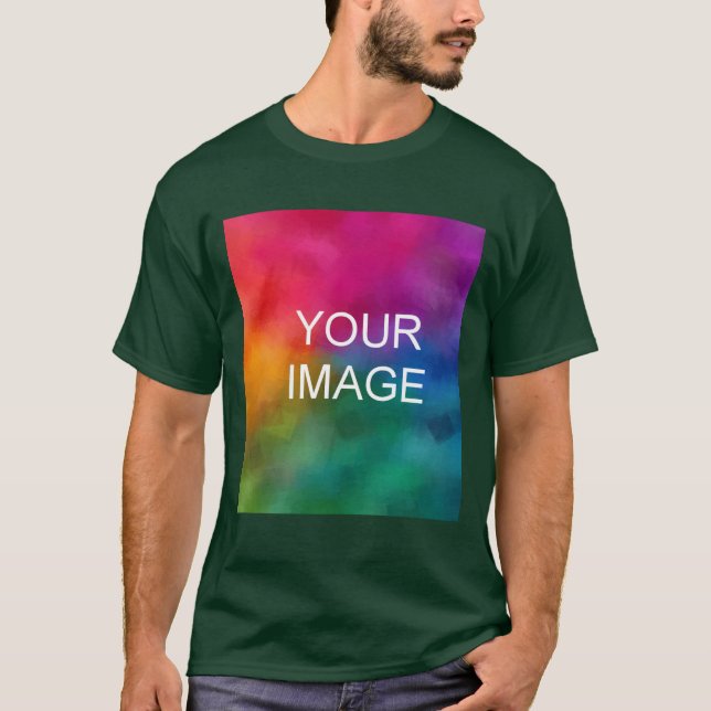 Camiseta Custom Green Upload Your Image Logo Photo Mens (Frente)