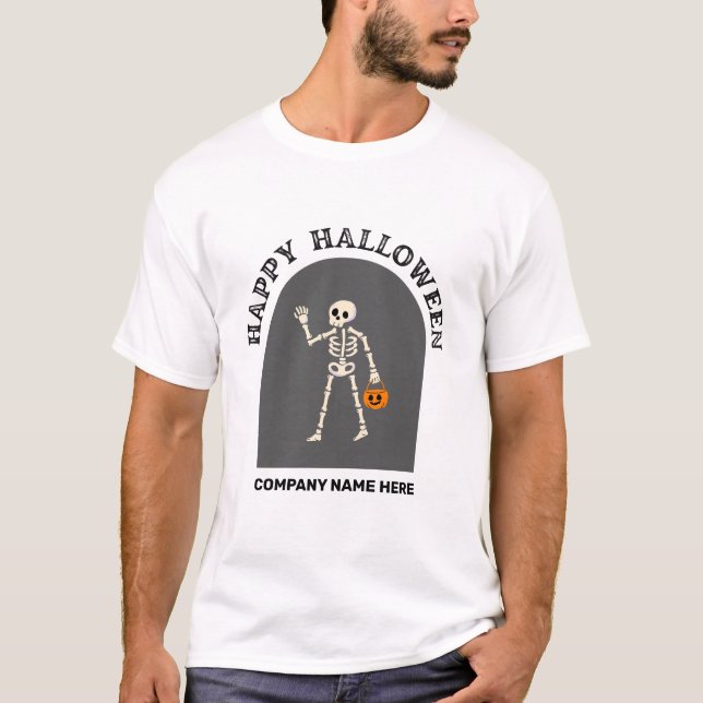 Camiseta Custom Halloween Skeleton T-Shirt | Add Your Text (Frente)