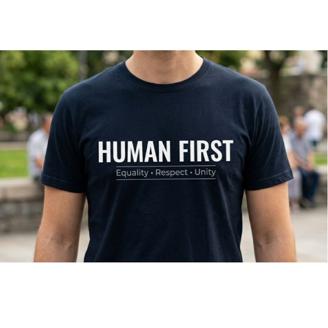 Camiseta Custom Human First Equality Respect Unity Minimali (Criador carregado)