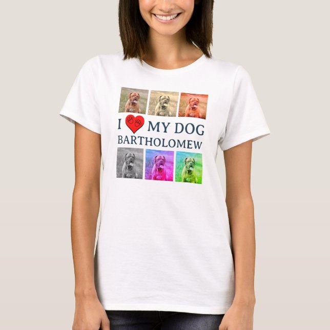 Camiseta Custom I LOVE MY DOG Pop Art Pet Lover (Frente)