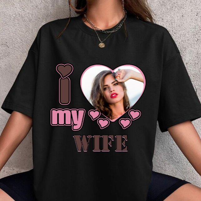 Camiseta Custom I Love My Wife Photo Personalized heart (Criador carregado)