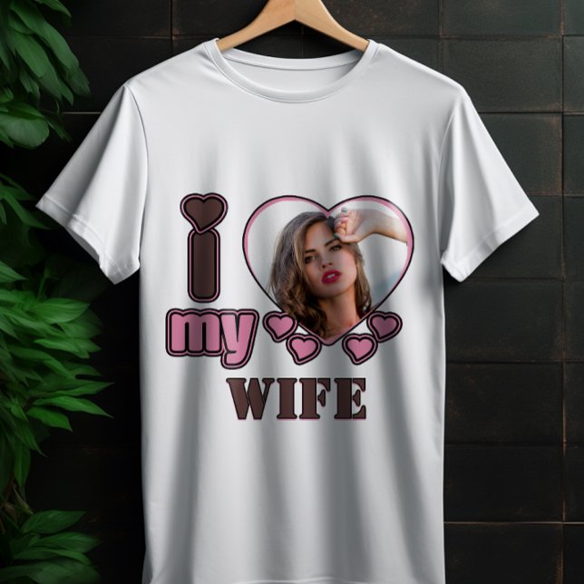 Camiseta Custom I Love My Wife Photo Personalized heart (Criador carregado)