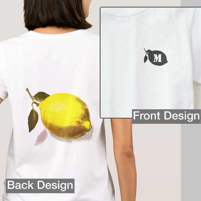Camiseta Custom Initial Lemon Silhouette Front Back Print (Criador carregado)