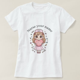 Camiseta Custom Kawaii Nurse T-Shirt – Pastel Chibi Nurse