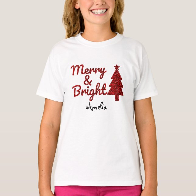 Camiseta Custom Merry and Bright Christmas (Frente)