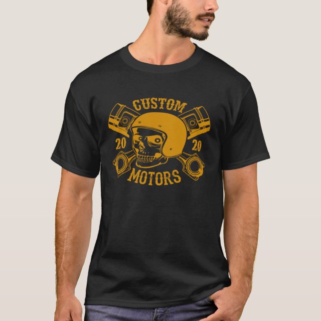 Camiseta Custom Motorrad Bau & Reparatur Bike Motor Racing (Frente)