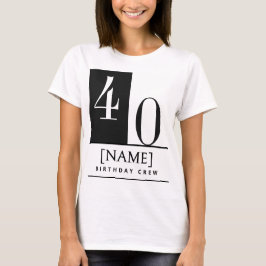 Camiseta Custom Name & Age Shirt, Black White Birthday Crew