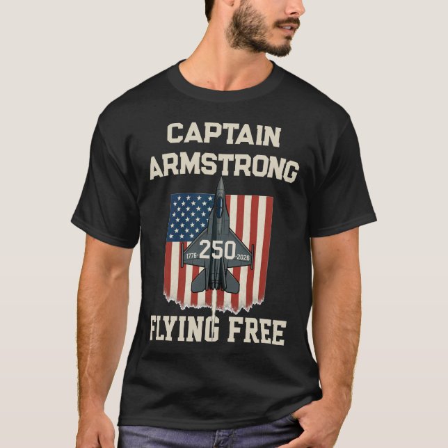 Camiseta Custom Name America 250 Jet Fighter T-Shirt - USA  (Frente)