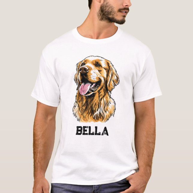Camiseta Custom Name Golden Retriever Dog Portrait Funny  (Frente)
