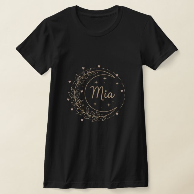 Camiseta Custom Name T-Shirt - Elegant Mia Crescent Moon (Postura )