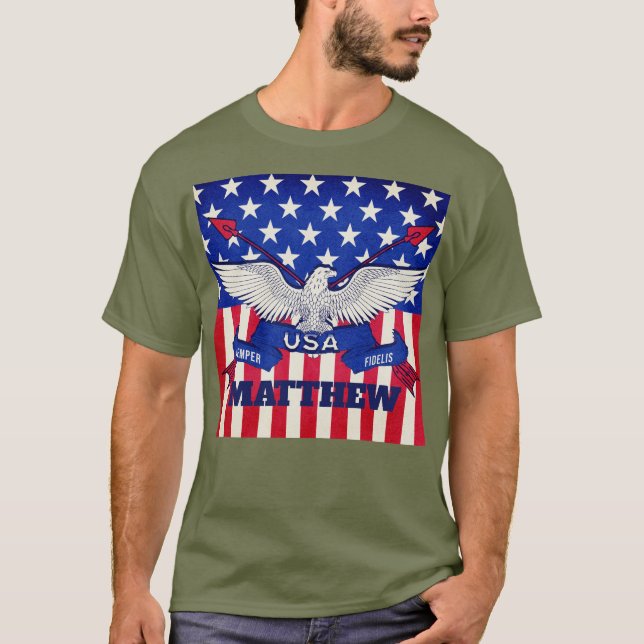 Camiseta Custom Name USA Patriotic Eagle Semper Fidelis Men (Frente)