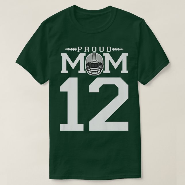 Camiseta Custom Number 12 Proud Football Mom Personalized F (Frente do Design)