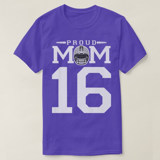Camiseta Custom Number 16 Proud Football Mom Personalized F (Frente do Design)