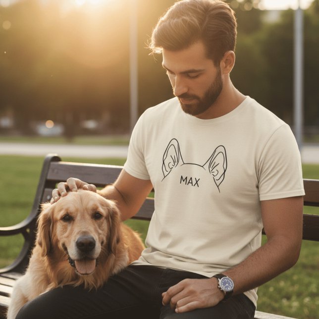 Camiseta Custom Pet Ear Name Shirt - Minimalist Dog Mom Gif (Criador carregado)