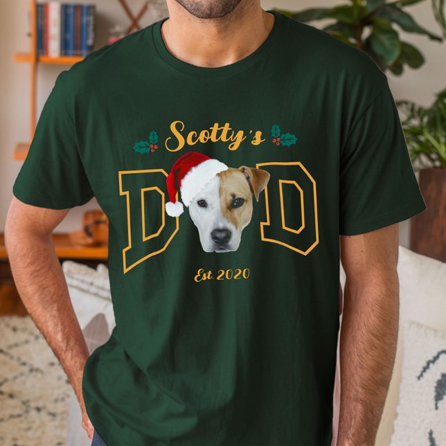 Camiseta Custom Pet Photo Face with Santa Hat Christmas (Criador carregado)