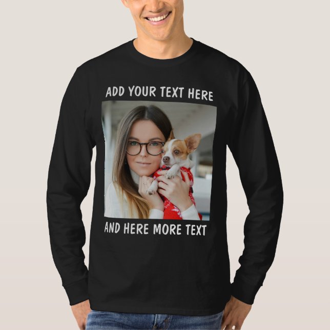 Camiseta Custom Photo and Text Longsleeve T-Shirt (Frente)