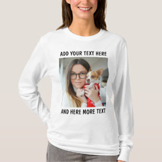 Camiseta Custom Photo and Text Longsleeve Women White