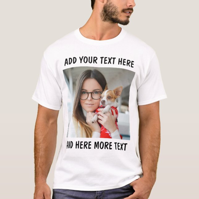 Camiseta Custom Photo and Text White (Frente)