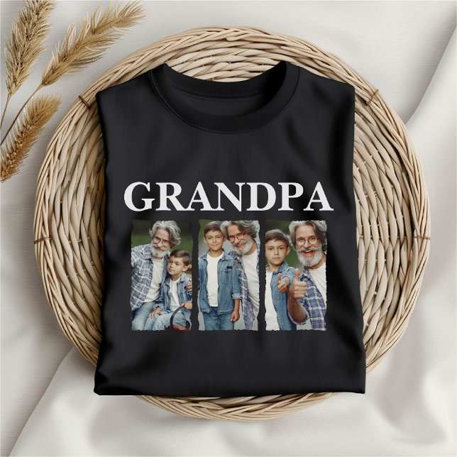Camiseta Custom Photo Collage Grandpa – Personalized Gift (Criador carregado)