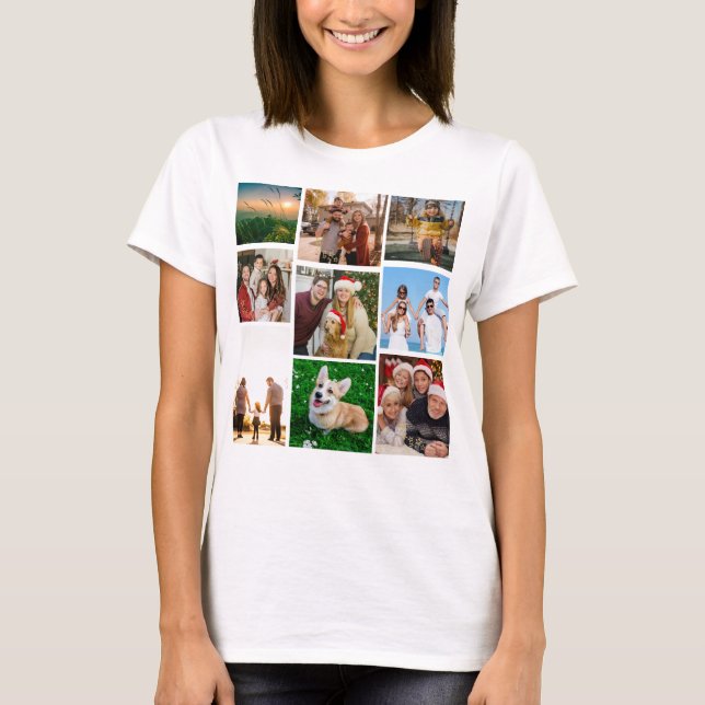 Camiseta Custom Photo Collage Shirt, Custom 9 Photos   (Frente)