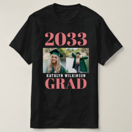 Camiseta CUSTOM Pink Modern Simple Script 2 Photo Grad