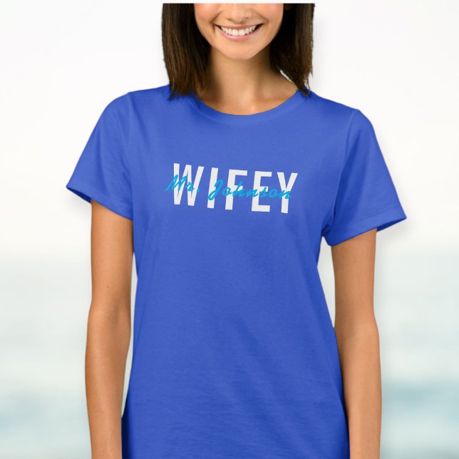 Camiseta Custom printed t-shirt Wifey Hubby Couple (Criador carregado)
