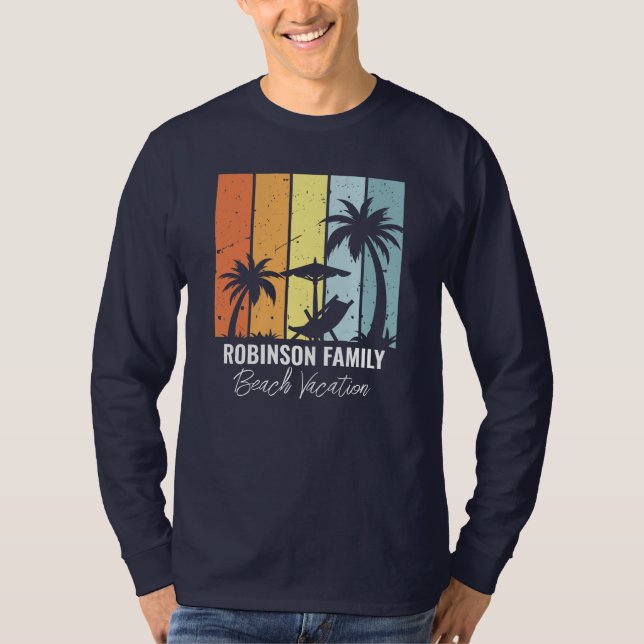 Camiseta Custom Retro Beach Trip Navy Blue Long Sleeve (Frente)