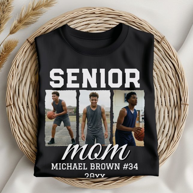 Camiseta Custom Senior Mom Graduation Photo & Name (Criador carregado)
