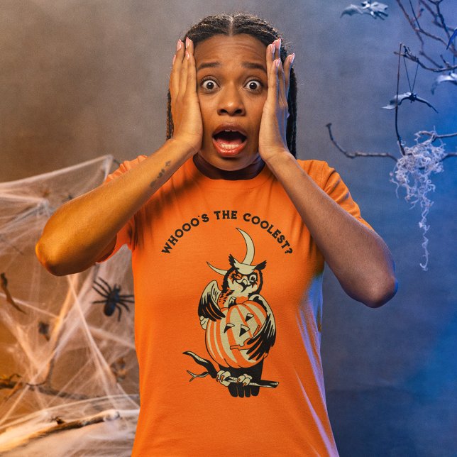 Camiseta Custom Slogan Retro Owl and Pumpkin Halloween (Criador carregado)