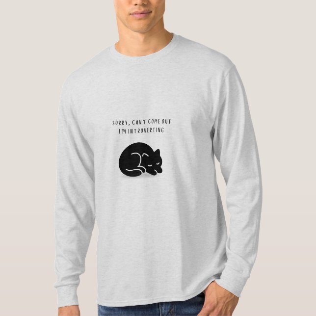 Camiseta Custom Sorry I'm Introverting Cat Men’s (Frente)