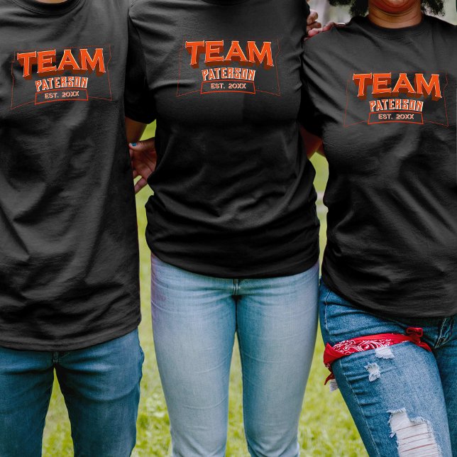 Camiseta Custom Team Orange Trendy Cute Family Sports Black (Criador carregado)