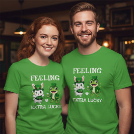 Camiseta Custom Text St. Patrick's Day Frog and Bunny