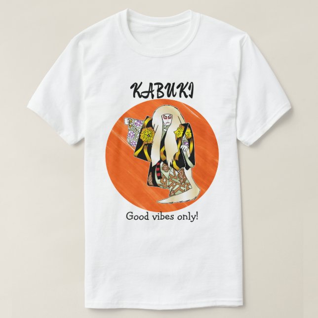 Camiseta Custom Vintage Aesthetic Japanese Kabuki Orange  (Frente do Design)