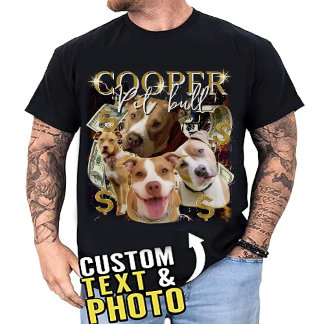 Camiseta Custom Vintage Bootleg Pet Photo Collage T-Shirt