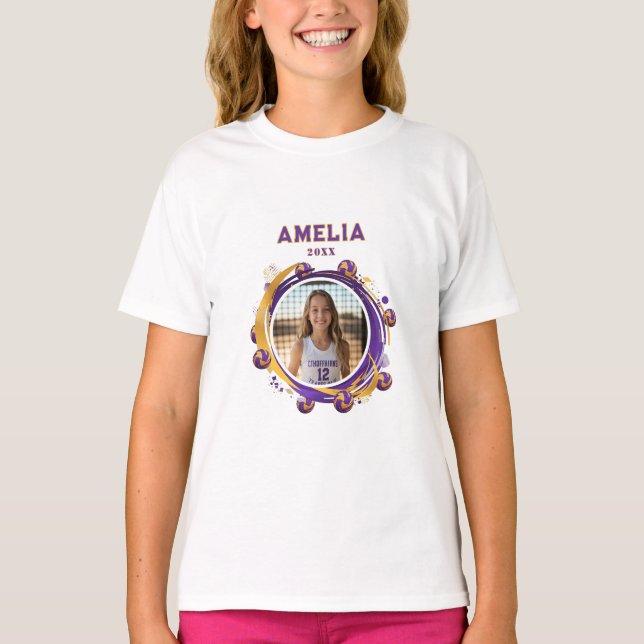 Camiseta Custom Volleyball Player Name Photo Sports (Frente)